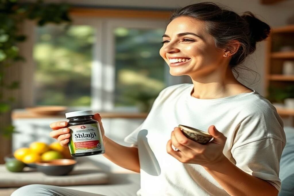 Woman using Shilajit for women’s wellness, boosting energy, and mental clarity